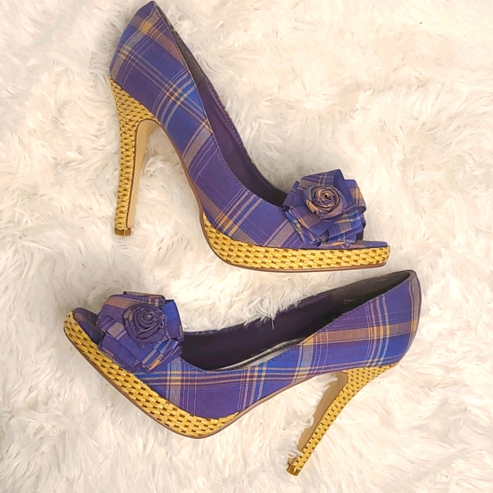 Purple plaid high heel